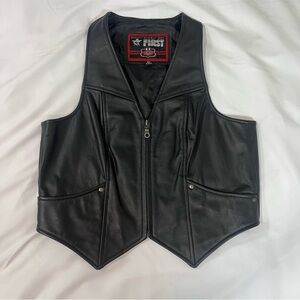 Women's Black Leather Vest